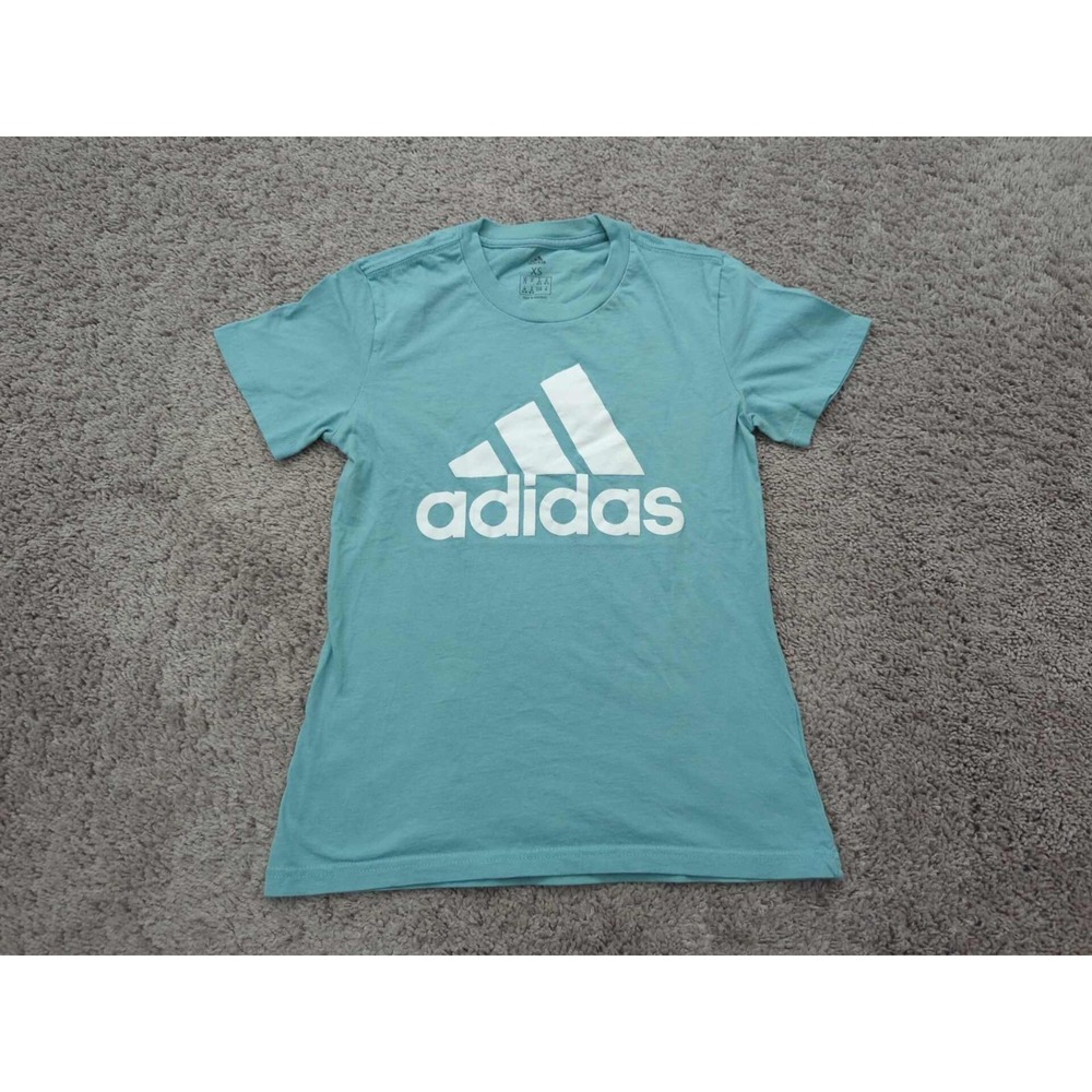 Adidas T Shirt Womens XS Blue Short Sleeve Logo Athletic Casual